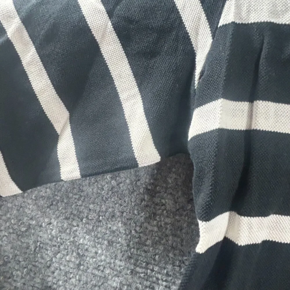 POLO GOLF Ralph Lauren Embroidery White‎ Pony Black and White Stripe Large EUC